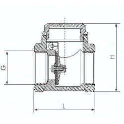Zawór zwrotny klapowy G 1-1/4", PN3, uszczelnienie metal-metal, mosiądz