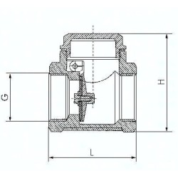 Zawór zwrotny klapowy G3/4, PN 3, uszczelnienie metal-metal, mosiądz