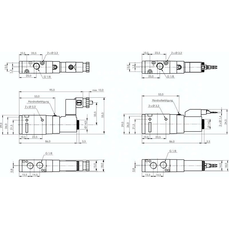 Elektrozawór 3/2 G 1/8 (NC), 24 V DC