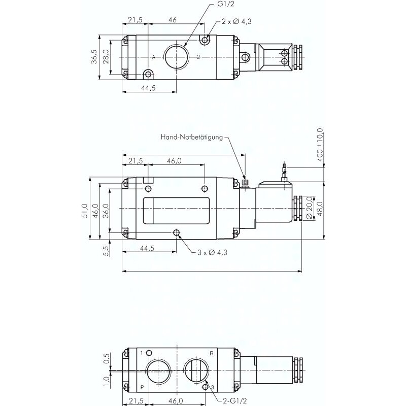 Elektrozawór 3/2 G 1/2 (NC), 115 V AC