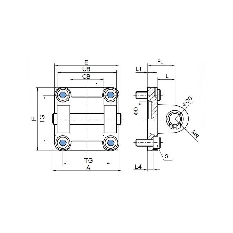 Ucho "A" ze sworzniem ISO15552 D100 MP2