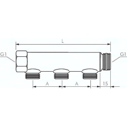 Listwa rozdzielająca, G 1 1/4"(GW/GZ), 2 wyjścia G1/2