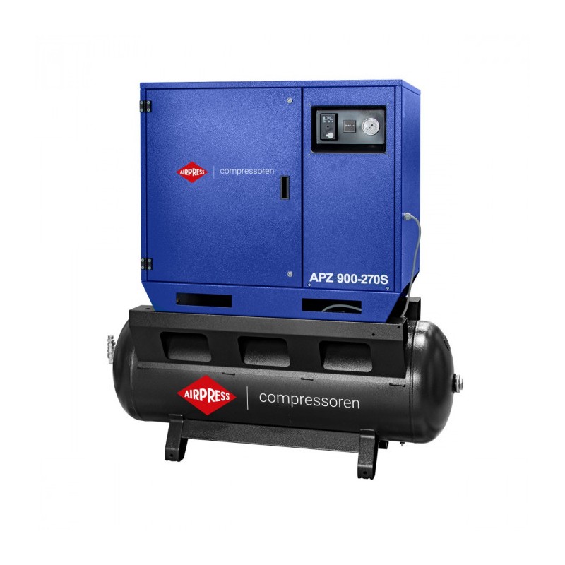 Cichy kompresor dwutłokowy APZ 900-270S 10 bar 7.5 KM/5.5 kW 611 l/min 270 l - połączenie gwiazda-trójkąt