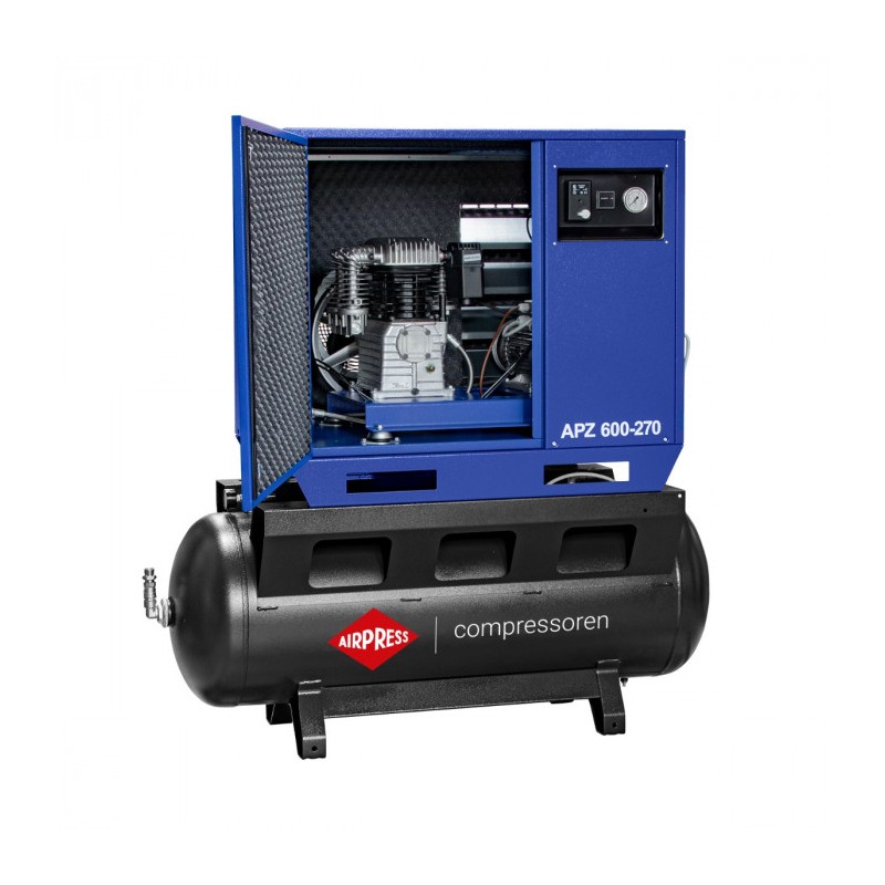 Cichy kompresor dwutłokowy APZ 600-270 10 bar 5.5 KM/4 kW 465 l/min 270 l