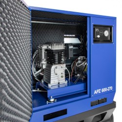 Cichy kompresor dwutłokowy APZ 600-270 10 bar 5.5 KM/4 kW 465 l/min 270 l