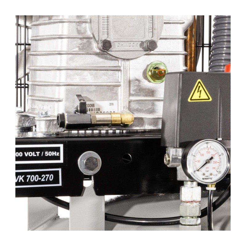 Kompresor dwutłokowy pionowy VK 700-270 Pro 11 bar 5.5 KM/4 kW 400V 476 l/min 270 l