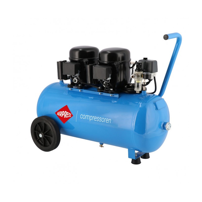 Cichy kompresor dwutłokowy L 100-50 8 bar 1 KM/0.74 kW 64 l/min 50 l