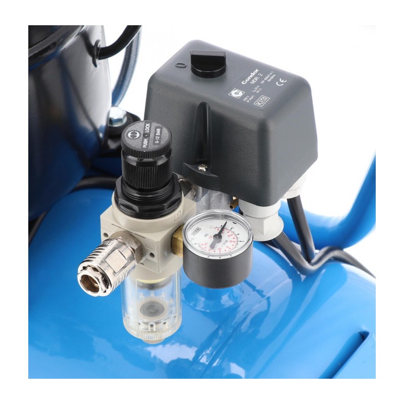 Cichy kompresor dwutłokowy L 100-50 8 bar 1 KM/0.74 kW 64 l/min 50 l