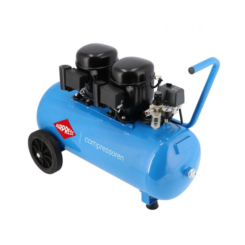Cichy kompresor dwutłokowy L 100-50 8 bar 1 KM/0.74 kW 64 l/min 50 l