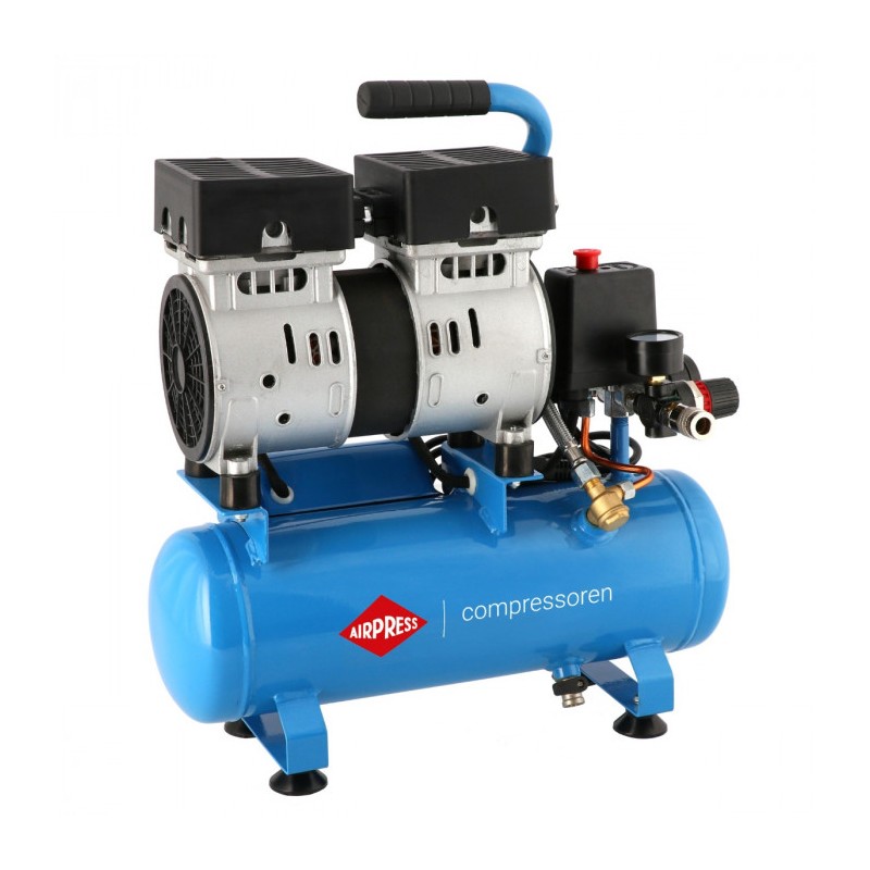 Mały kompresor bezolejowy dwutłokowy L 6-105 8 bar 0.6 KM/0.45 kW 48 l/min 6 l cichy