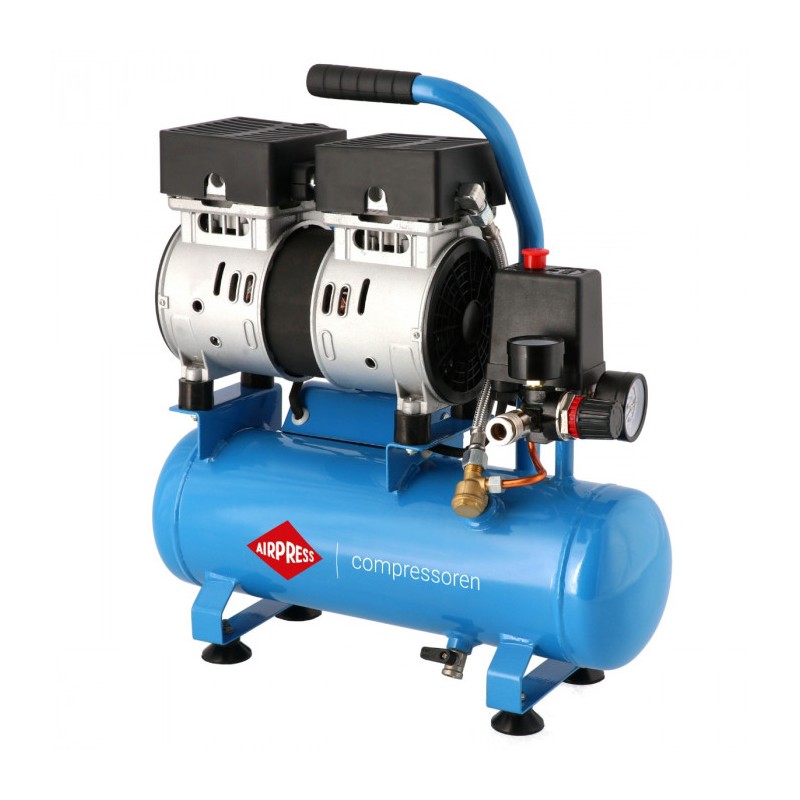 Mały kompresor bezolejowy dwutłokowy L 6-105 8 bar 0.6 KM/0.45 kW 48 l/min 6 l cichy