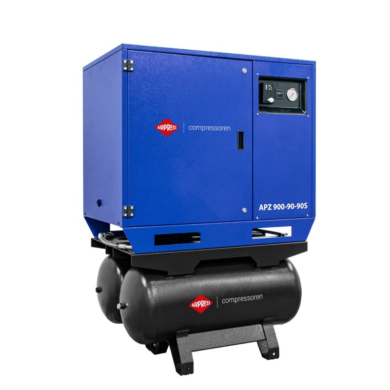 Cichy kompresor dwutłokowy APZ 900-90-90S 10 bar 7.5 KM/5.5 kW 611 l/min 2x90 l - połączenie gwiazda-trójkąt