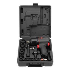 Klucz udarowy pneumatyczny 1/2" + nasadki udarowe (10 sztuk) - zestaw mechanika