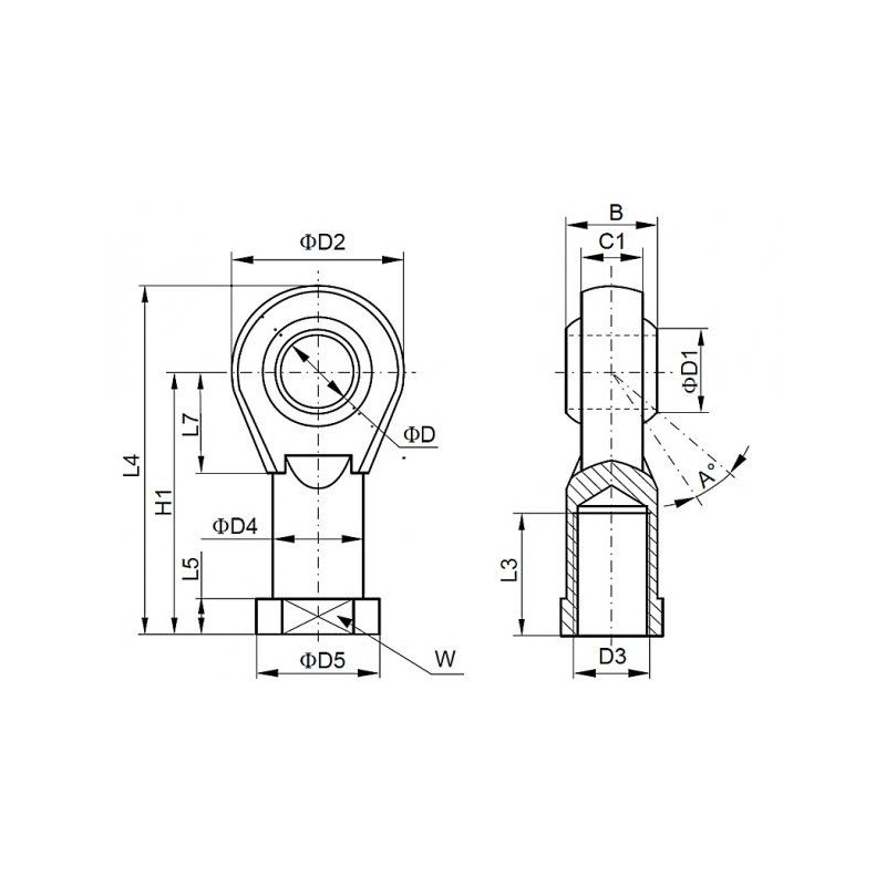Końcówka prosta z przegubem kulowym D125 M27X2