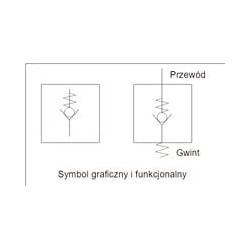 Zawór zwrotny wtykowy G3/8-10, przepływ od gwintu do przewodu, uszczelnienie gwintu oring